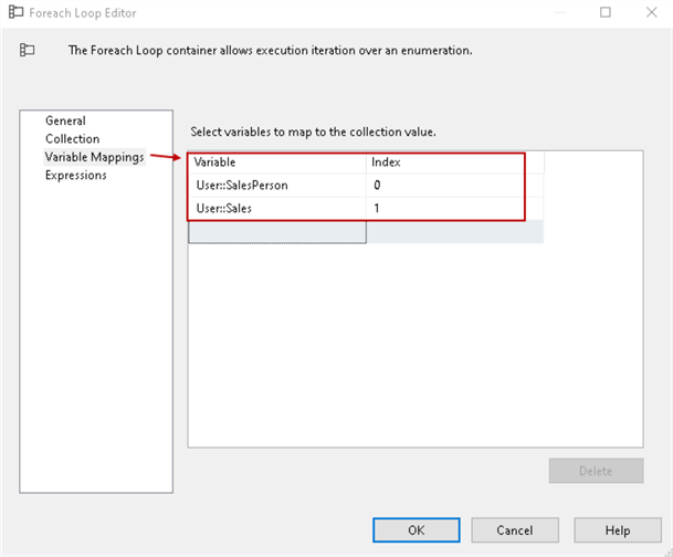 ssis foreeach loop editor