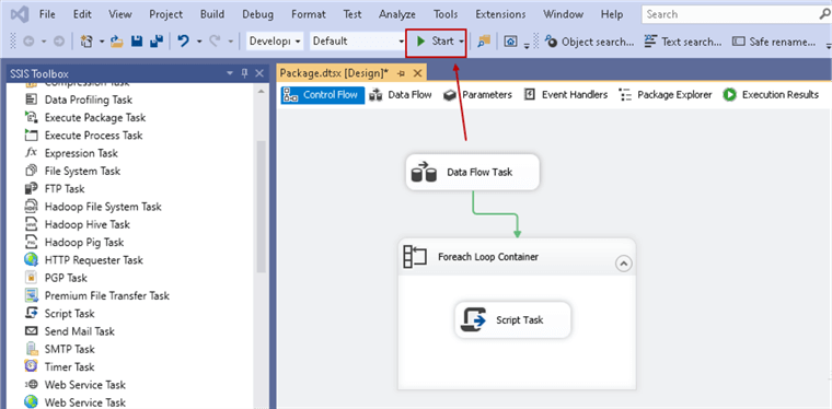 ssis start package