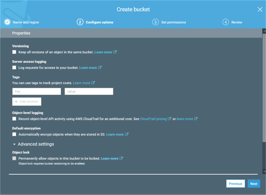 aws create bucket