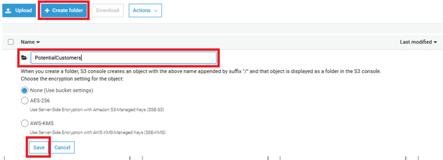 aws create folder