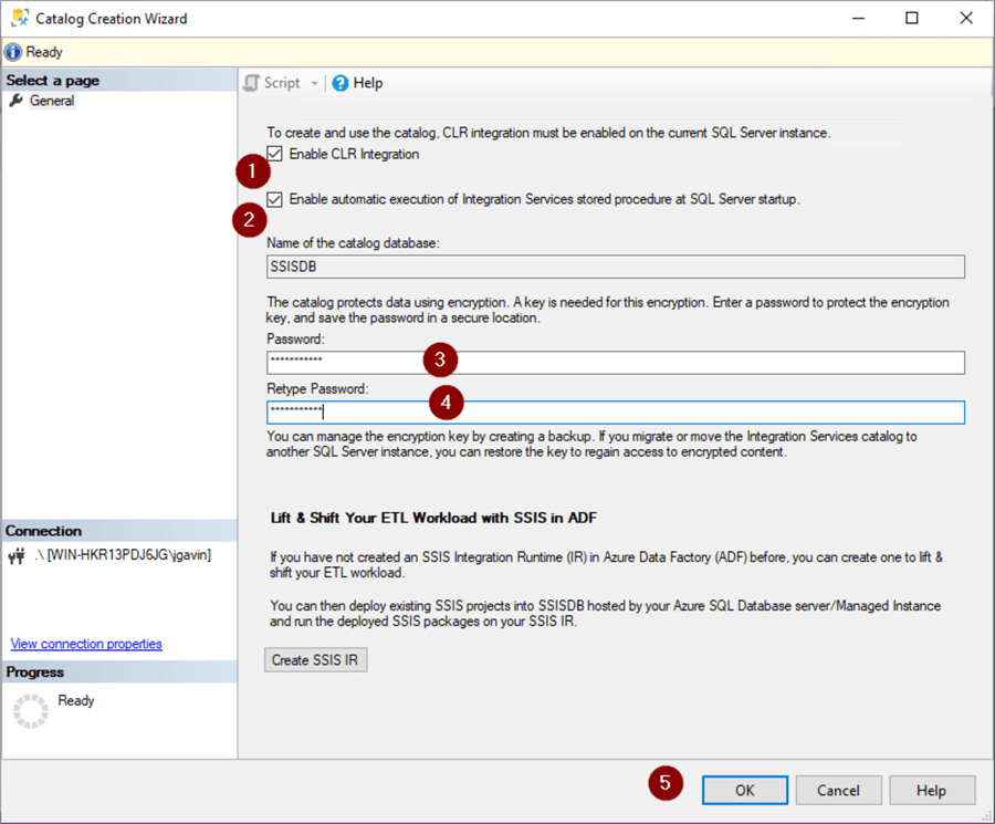 Create SSIS Catalog Screen 2