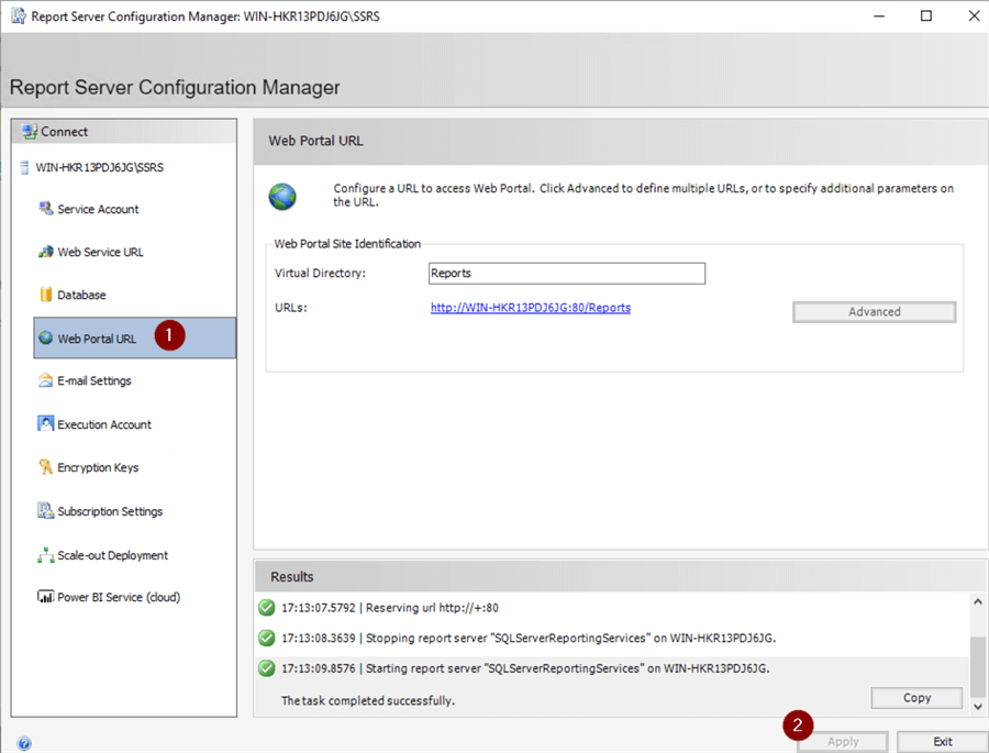 SSRS Install Screen 17