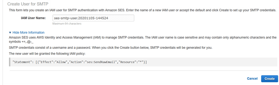 Create My SMTP Credentials