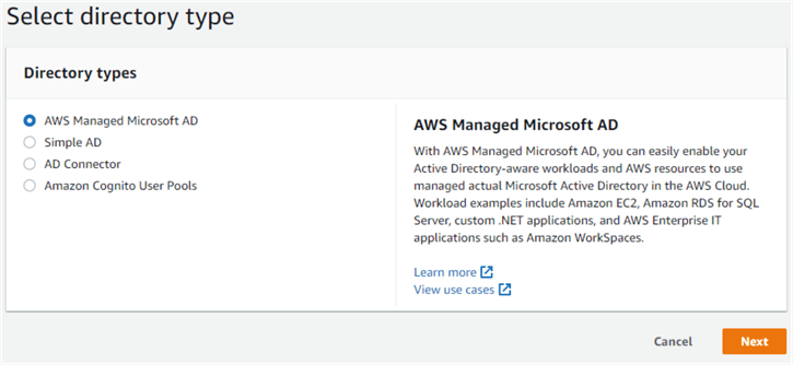 Selecting the directory type.
