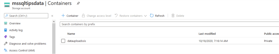 storage account with container