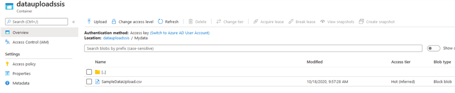 Refresh the Azure Storage container