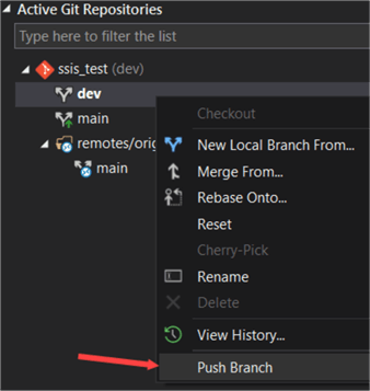 push dev to remote