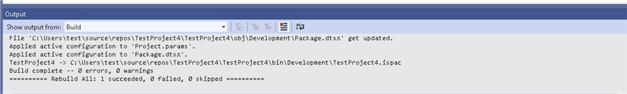 SSIS build log