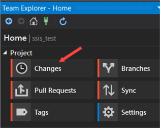go to changes in Team Explorer