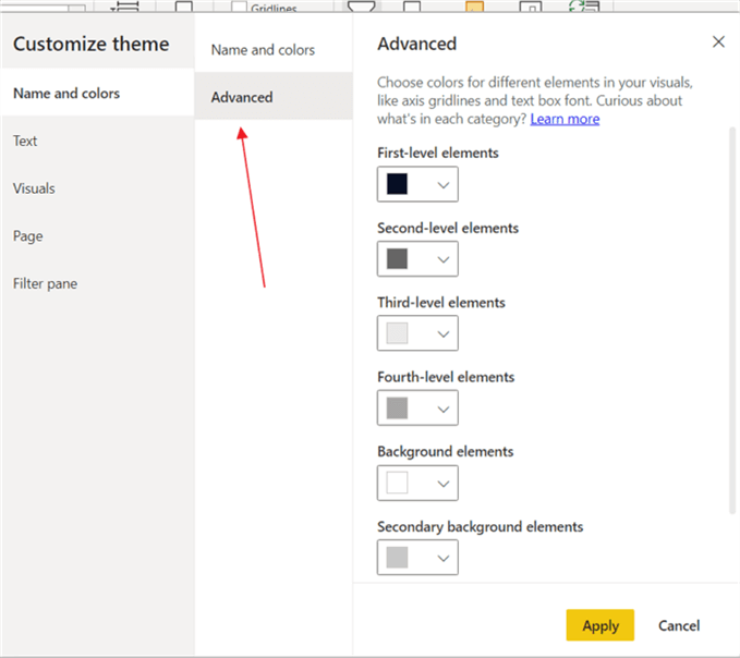 name and color advanced