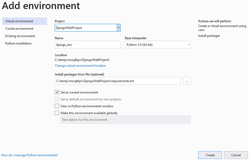 Python Django Tutorial for Website with SQL Server Database
