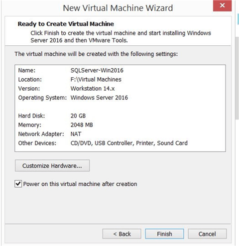 new virtual machine wizard