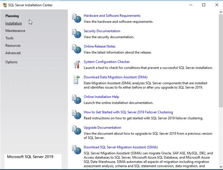 sql server installation