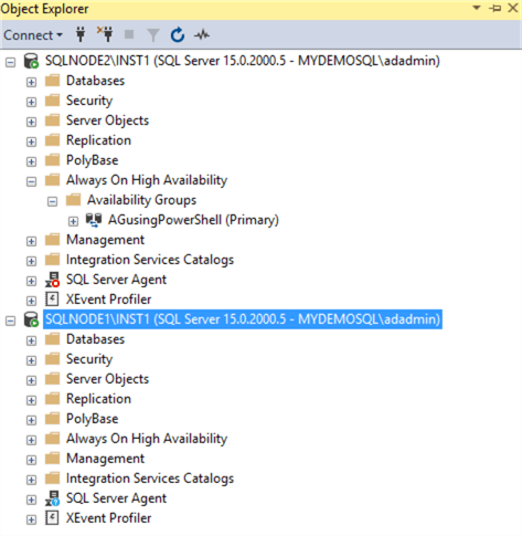 SQL Node status in SSMS