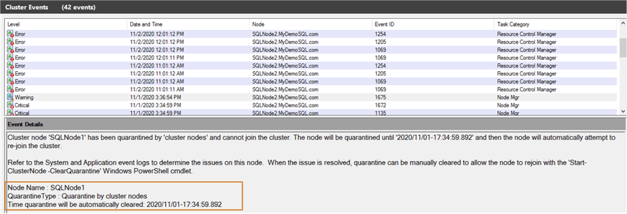 Cluster logs