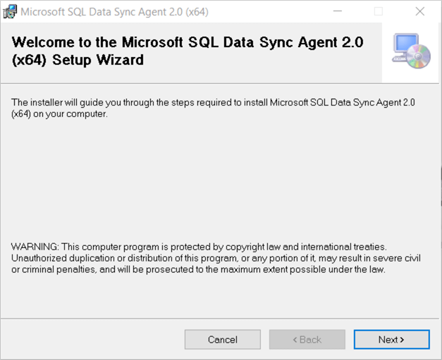 Data sync agent setup
