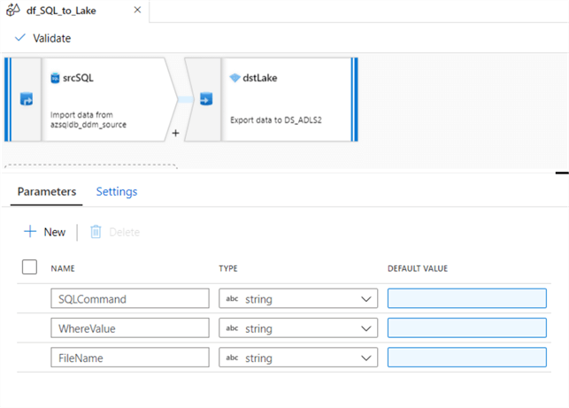 df_SQL_to_Lake_param data flow params for data flow 