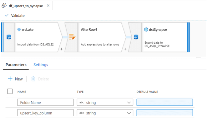 df_upsert_to_synapse_params data flow params for upsert