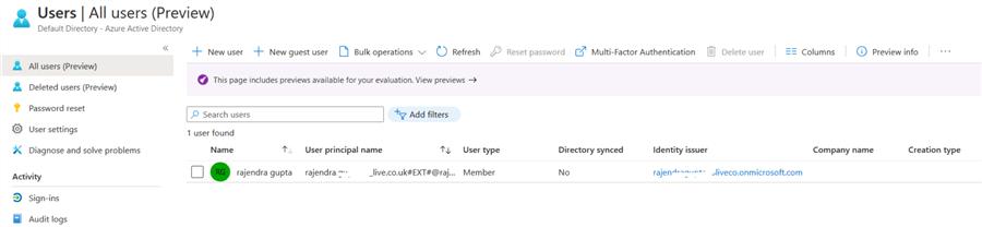 azure users