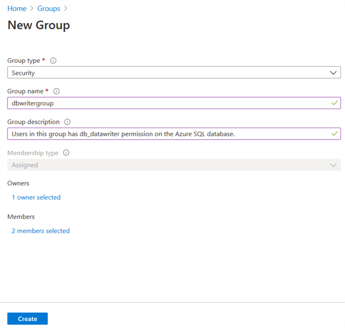 new azure group