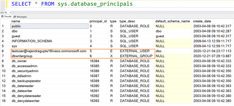 query data and results