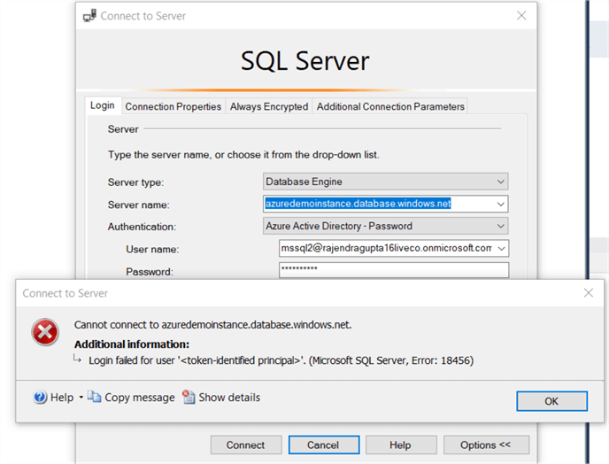 connect to sql server error