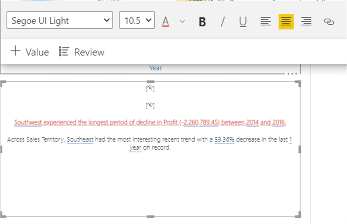 Formatting results