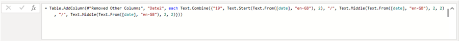 M Code applied to correct the errors on Column from Example with dates values
