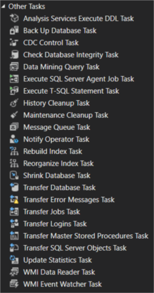 admin tasks in SSIS