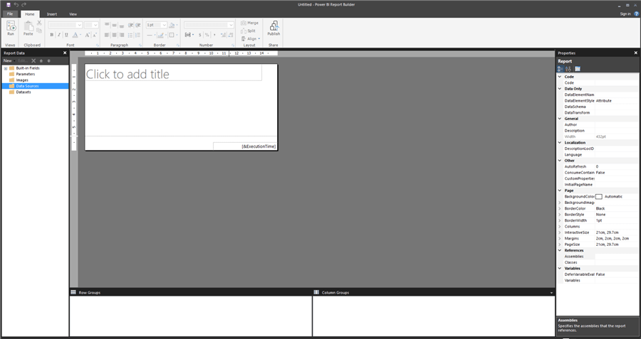 Landing page look of Power BI Report Builder (March 2021 look)