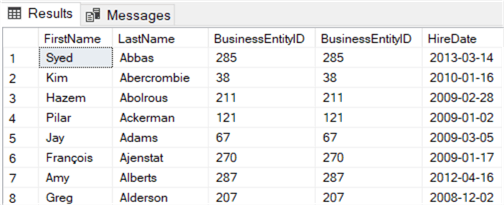 returning columns from both tables