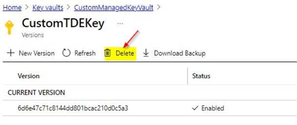 delete azure key