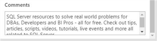 Comments field scrollbar example