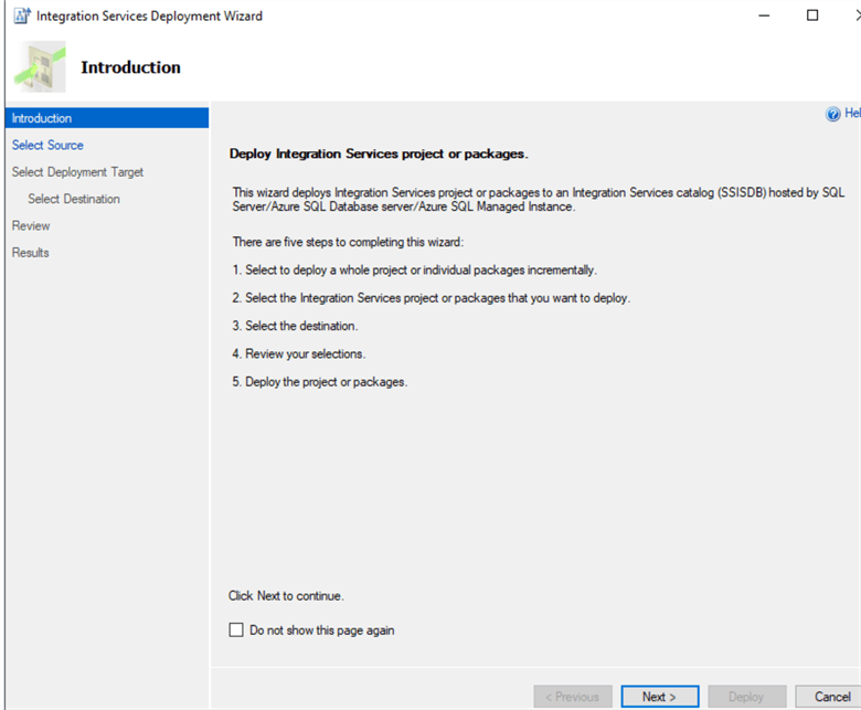 integration services deployment wizard