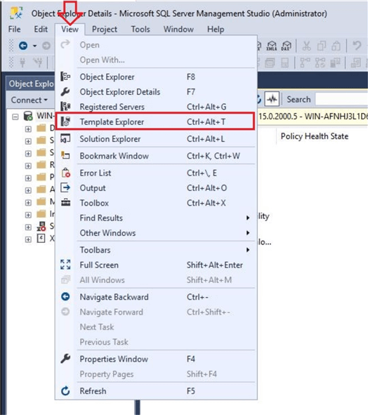 SQL Server Management Studio Template Explorer