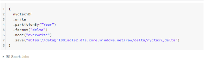 writeNYCdelta write the nyc data to delta format in adls2