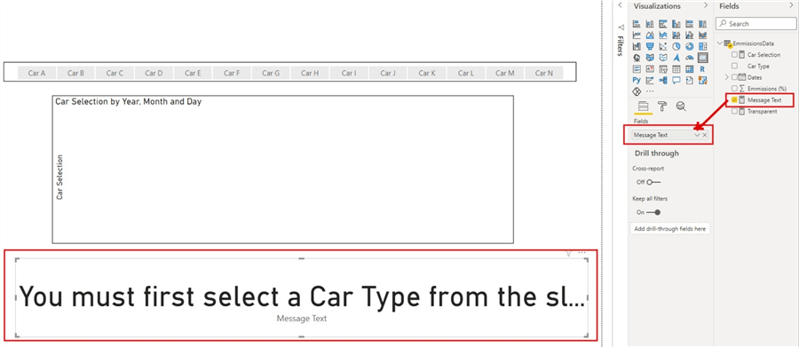 Snapshot of Card visual showing text measure