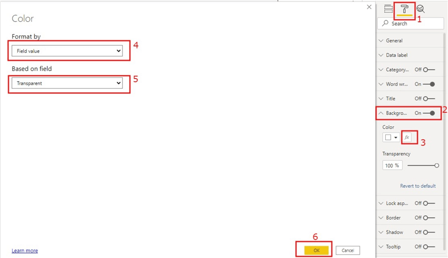 Snapshot of Card visual configuration for transparency conditions