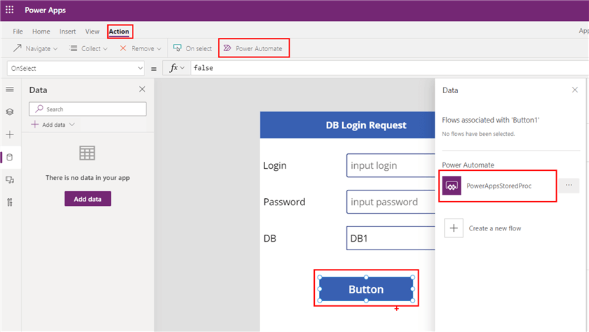 Connect the flow to the button click event