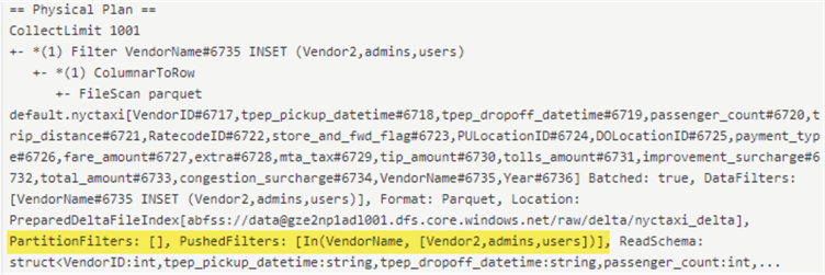 Vendor2PhysicalPlan Partition filters for vendorname