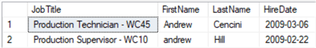 query results