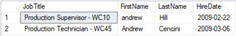query results