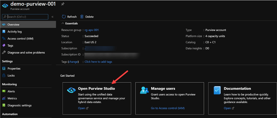 OpenPurview Click to open purview from portal
