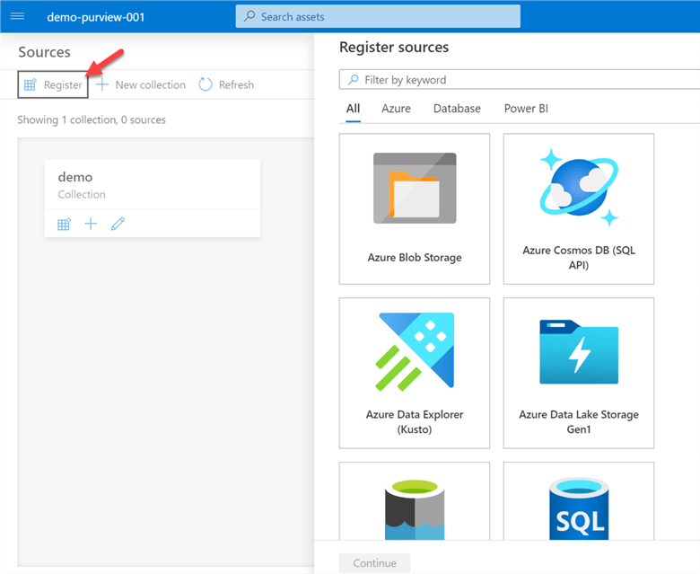 RegisterSources Step to register sources