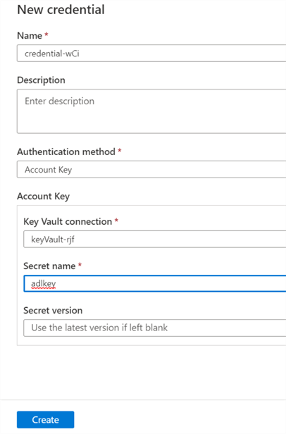 ADLCred Add credential for ADLS2
