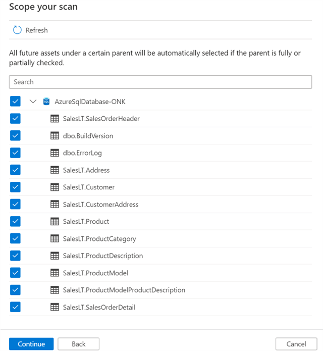 ScopeScan can select tables as needed