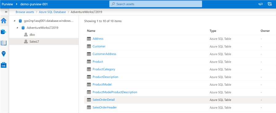 BrowseSQL Steps to browse SQL tables in purview