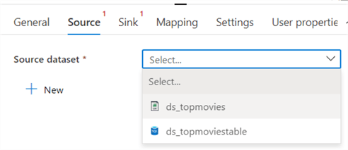 select source dataset