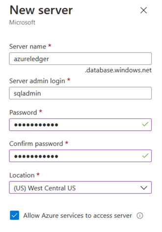 create sql database