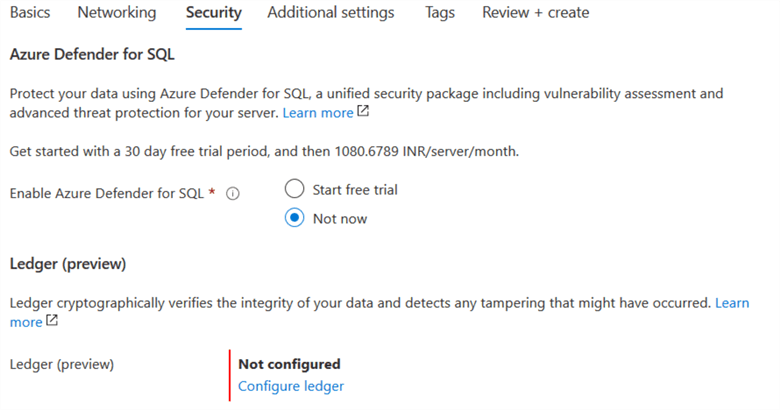 create sql database